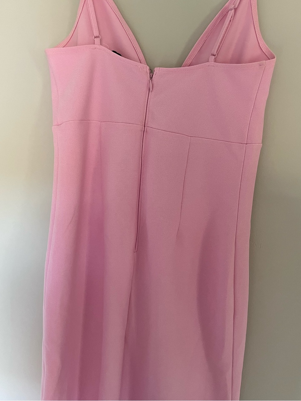 Abercrombie & Fitch Spaghetti-Strap V-Neck Pink Mini Dress Zip up back - Picture 3 of 4